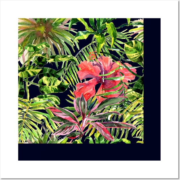 Seamless tropical flower Wall Art by Olga Berlet